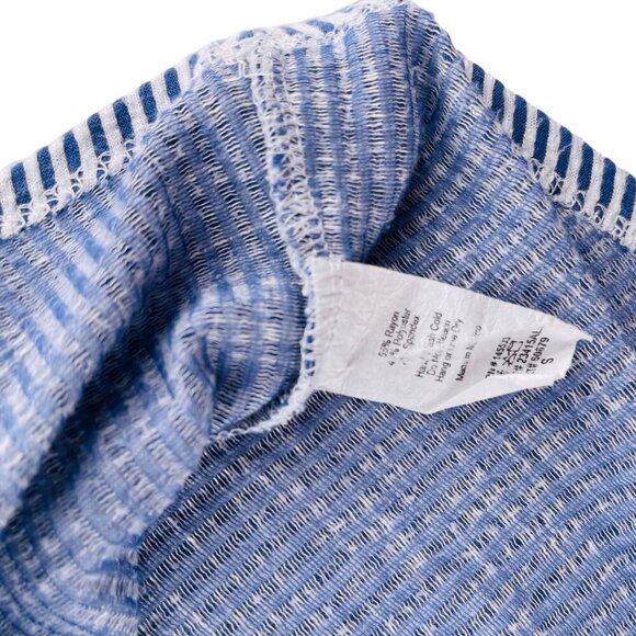 Blue & White Striped Button-Up Top W5 Womens S - Picture 3 of 6